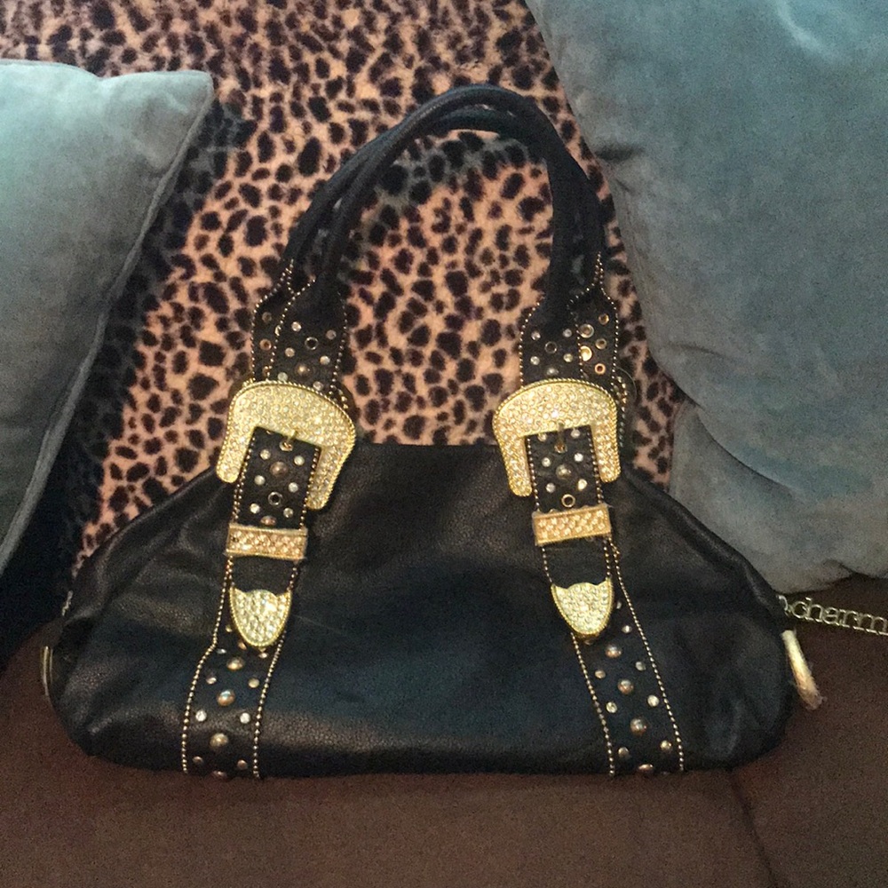 Charm and Luck leather studded satchel